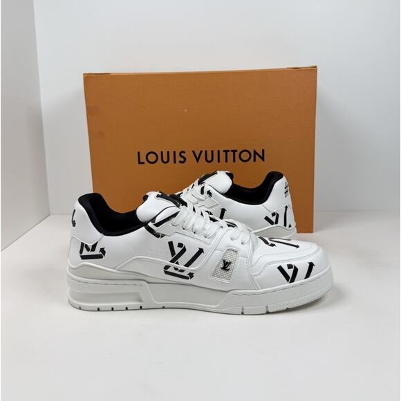 Size 8LV/9US - Louis Vuitton White Black Trainers? Tried On/Retail $1.2K!